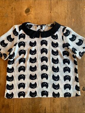 Lily White Cat Print Blouse